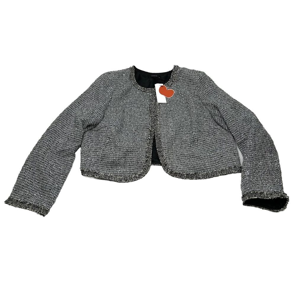 Cider Tweed Women's XL Short Blazer/ Coverup Jacket Silver Black Beige‎ NWT